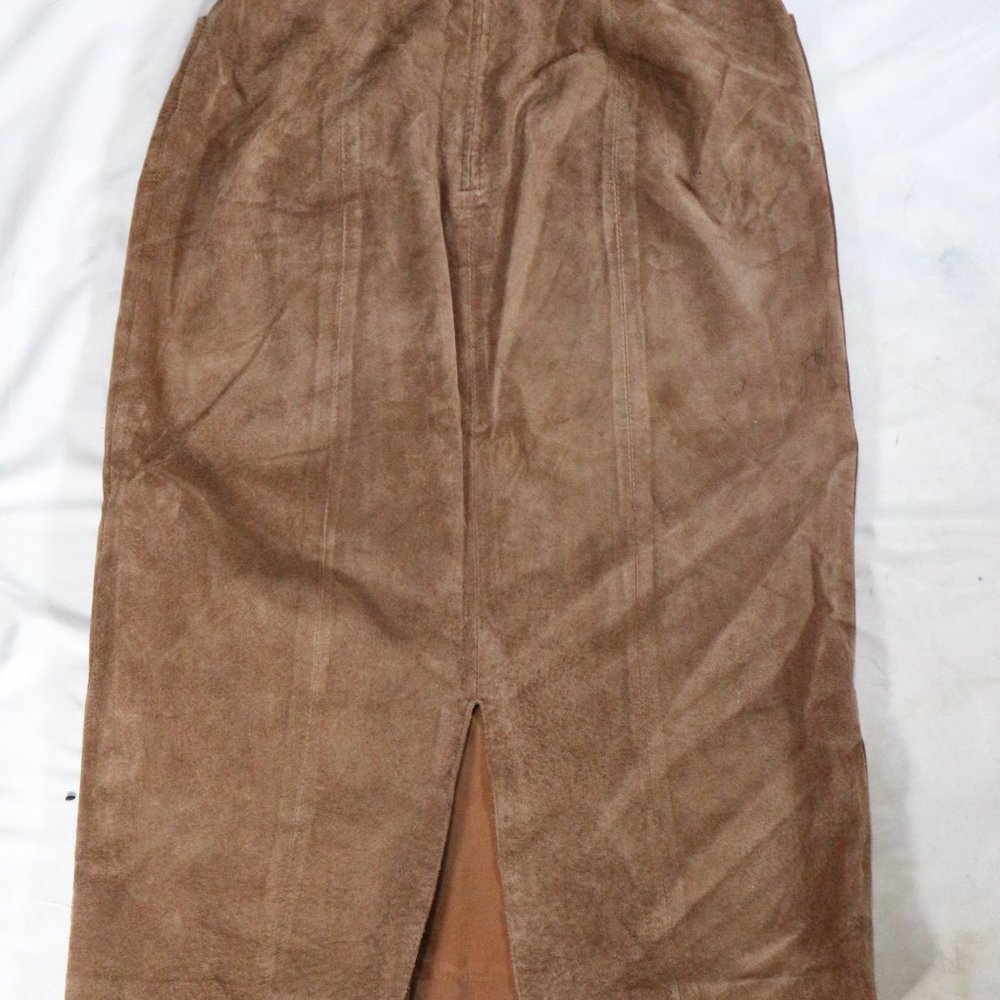 VTG LORD & TAYLOR Silky Suede Leather Skirt Sz 10 Women - Picture 8 of 13